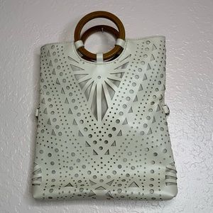 Off White Aztec cutout Hand Bag